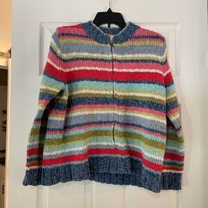 Liz Claiborne vintage cotton-blend striped knit zip-up cardigan - Petite Medium